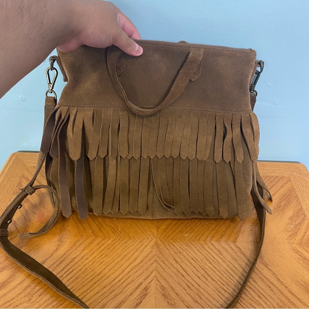 Madewell The Transport Crossbody‎ Suede Fringe Brown Bag Purse